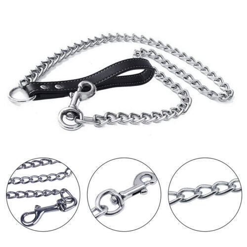 1PCS 1.2m Metal Chain Dog Lead Pet Puppy Leash Long Heavy Duty Anti-Chew Control